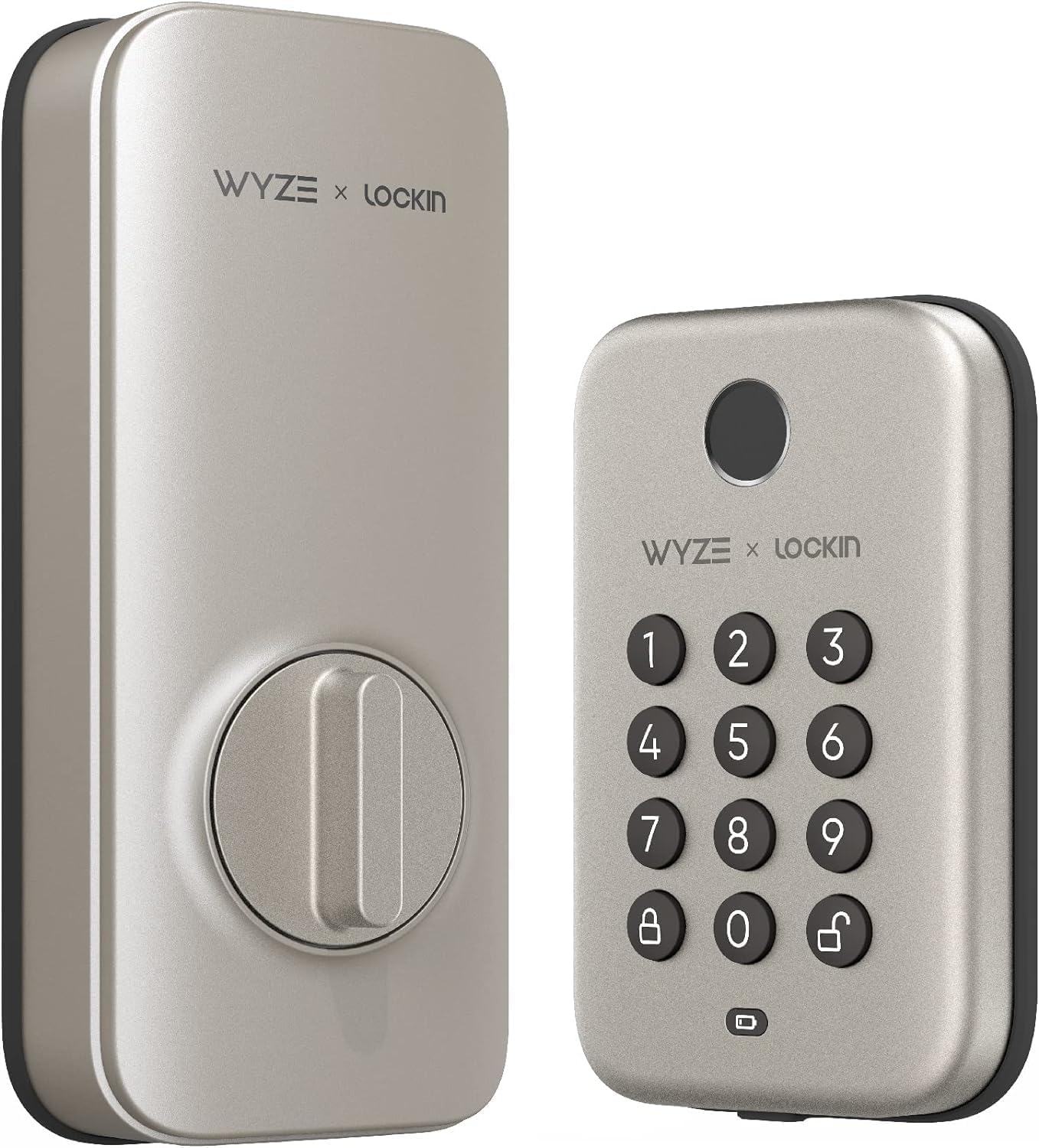 Wyze Auto-Lock Bolt, Fingerprint Unlock with Keypad, Electronic Entry Door Smart Deadbolt Lock, IPX5 Weatherproof, Easy Installation, Satin Nicke